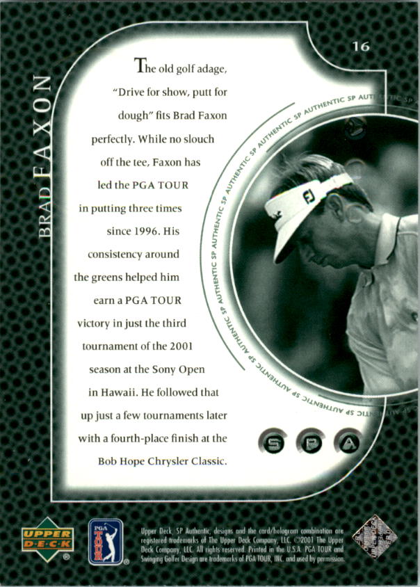 2001 SP Authentic Preview Golf Card Pick - Picture 33 of 117