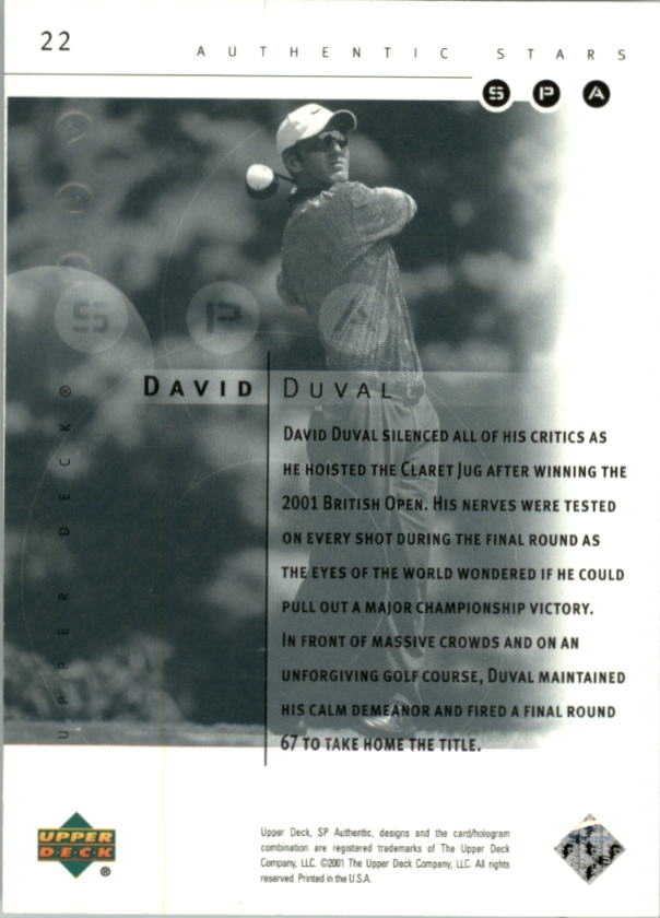 2001 SP Authentic Preview Golf Card Pick - Picture 43 of 117