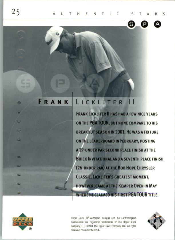 2001 SP Authentic Preview Golf Card Pick - Picture 49 of 117