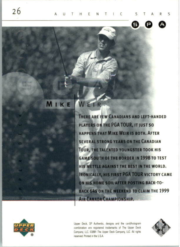 2001 SP Authentic Preview Golf Card Pick - Picture 51 of 117