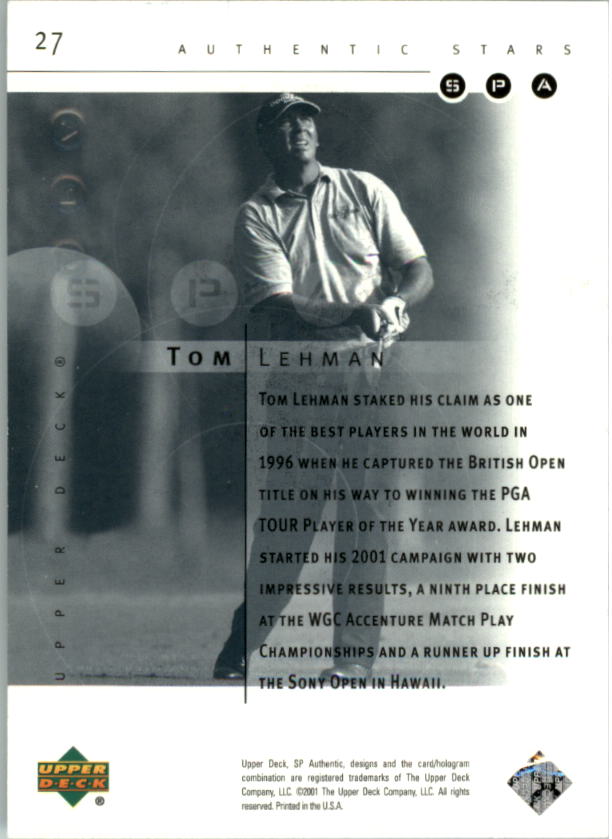 2001 SP Authentic Preview Golf Card Pick - Picture 53 of 117
