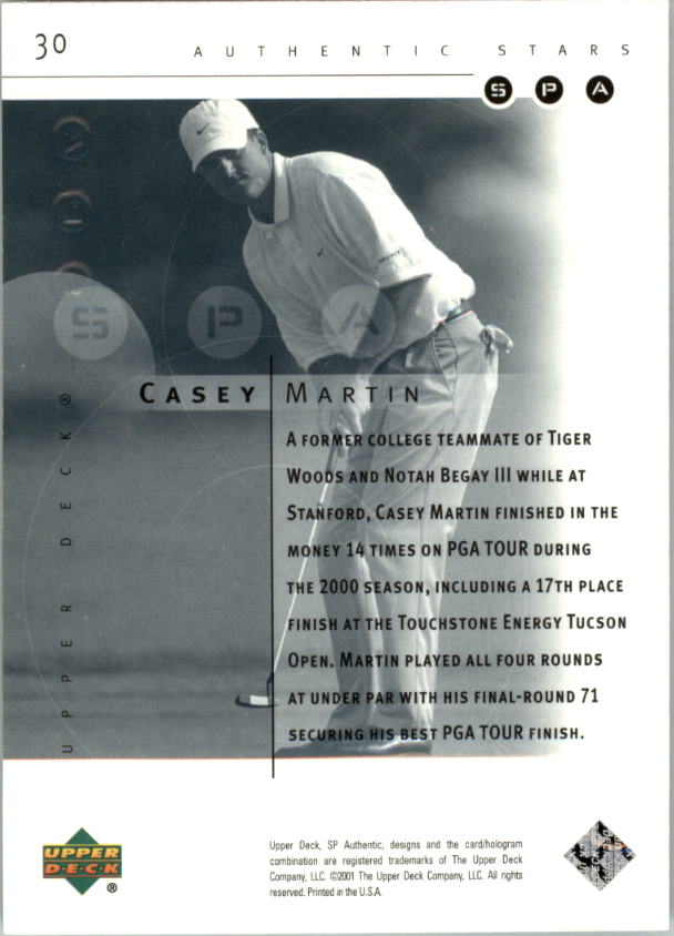 2001 SP Authentic Preview Golf Card Pick - Picture 59 of 117
