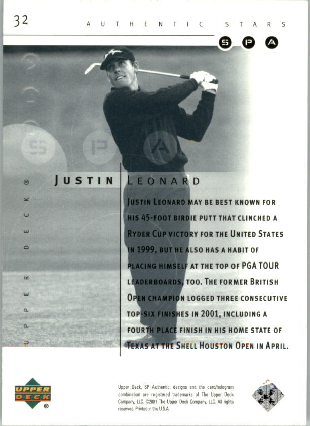 2001 SP Authentic Preview Golf Card Pick - Picture 63 of 117