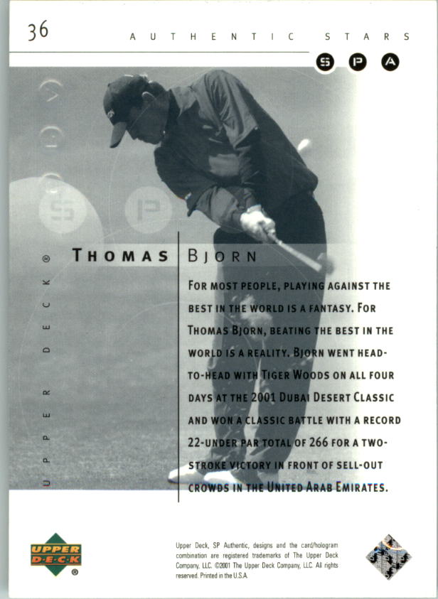 2001 SP Authentic Preview Golf Card Pick - Picture 69 of 117