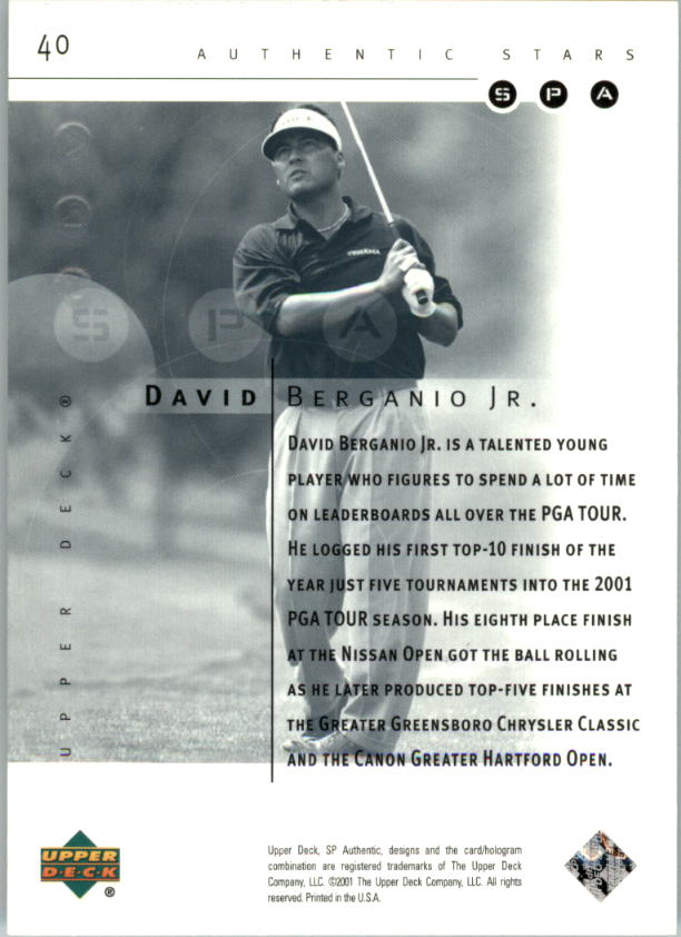 2001 SP Authentic Preview #40 David Berganio STAR back image