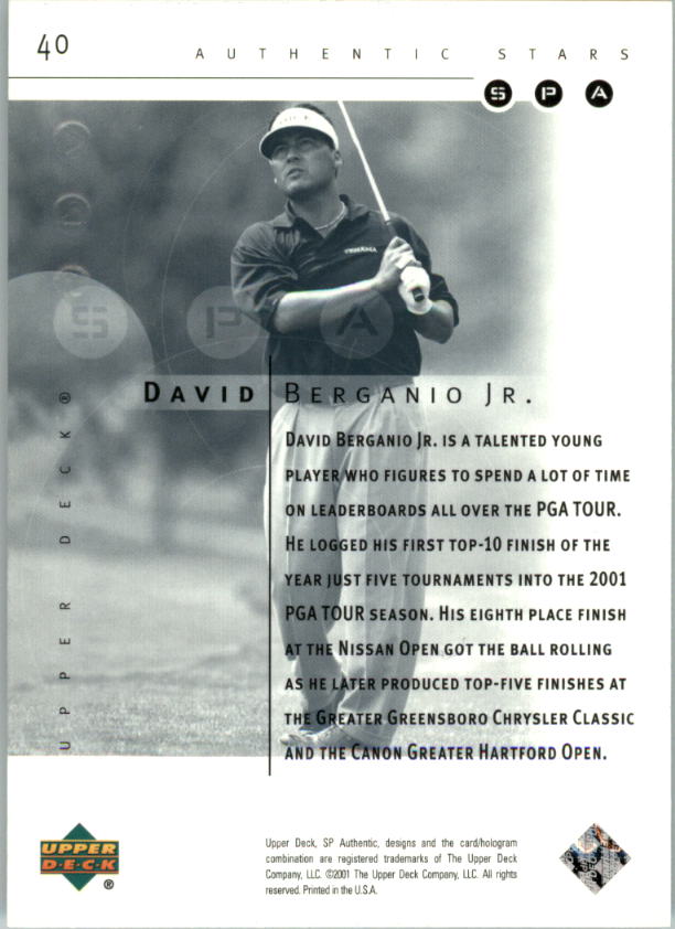 2001 SP Authentic Preview Golf Card Pick - Picture 77 of 117