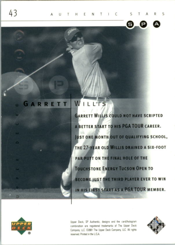 2001 SP Authentic Preview Golf Card Pick - Picture 83 of 117