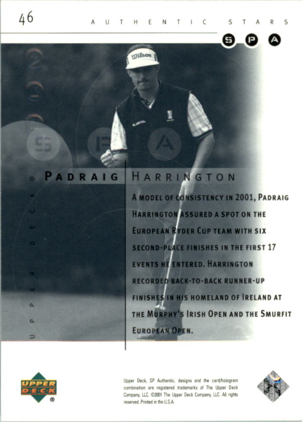 2001 SP Authentic Preview Golf Card Pick - Picture 89 of 117