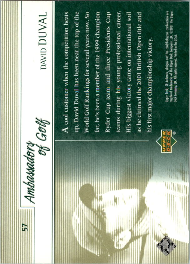 2001 SP Authentic Preview Golf Card Pick - Picture 111 of 117
