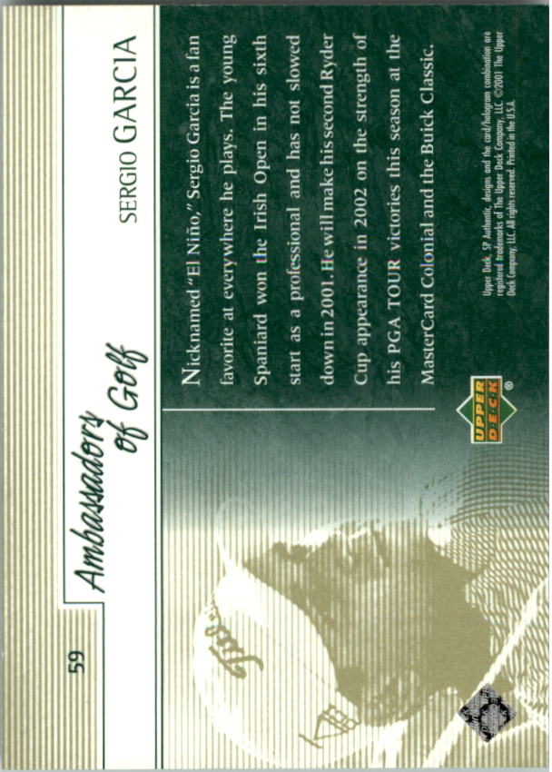 2001 SP Authentic Preview Golf Card Pick - Picture 115 of 117