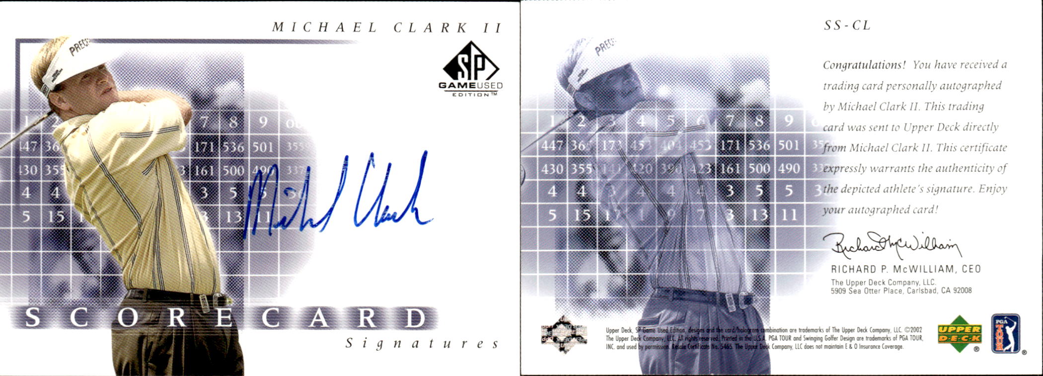 2002 SP Game Used Scorecard Signatures #SSCL Michael Clark II