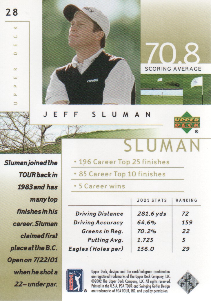 2002 Upper Deck #28 Jeff Sluman back image