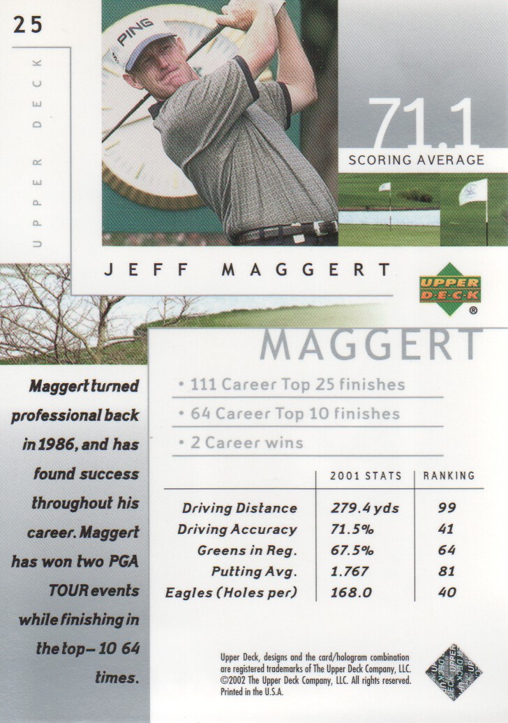 2002 Upper Deck Silver #25 Jeff Maggert back image