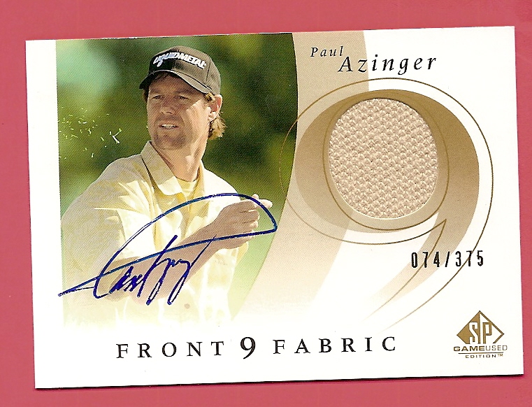 2002 SP Game Used Front 9 Fabric Autograph #PA Paul Azinger T1