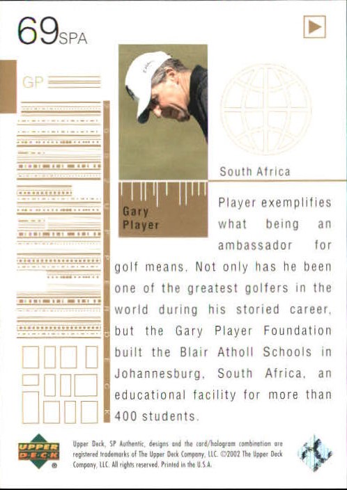 2002 SP Authentic Limited #69 Gary Player AG back image