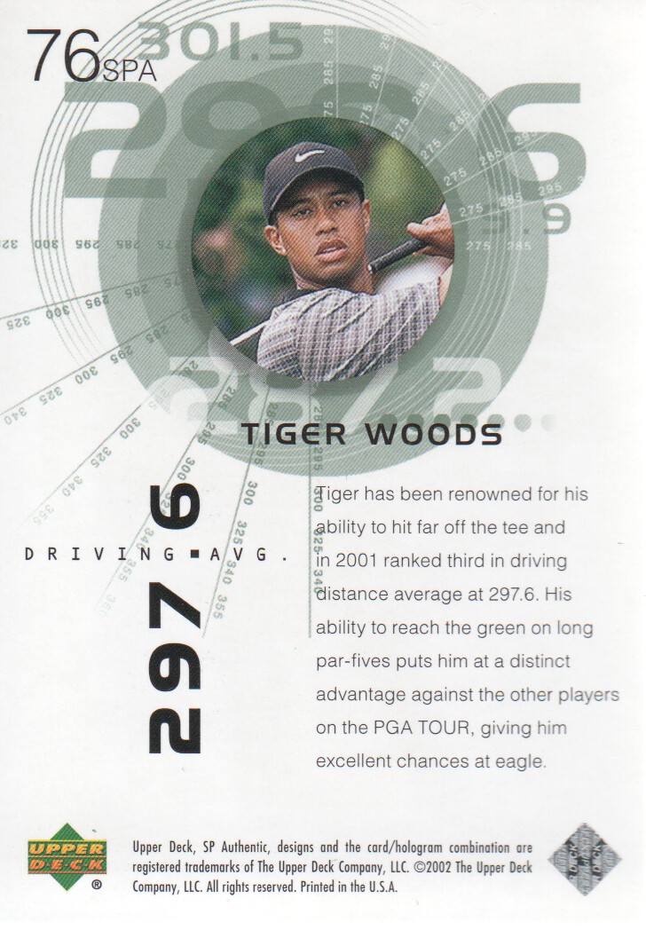 2002 SP Authentic #76 Tiger Woods LB back image