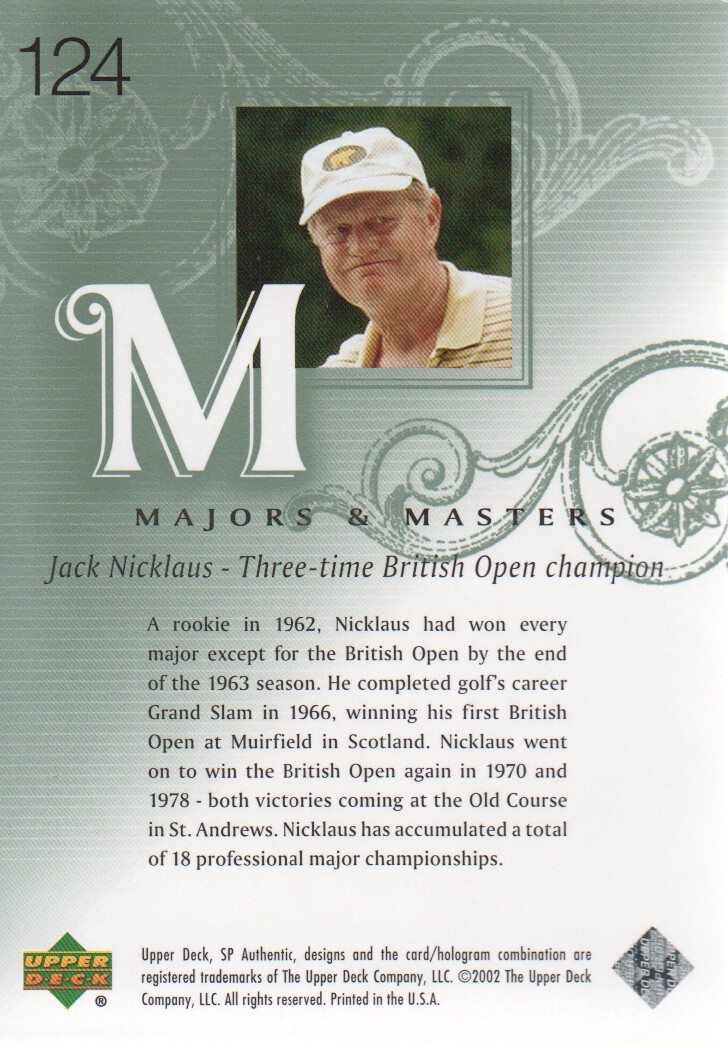 2002 SP Authentic #124 Jack Nicklaus MM back image