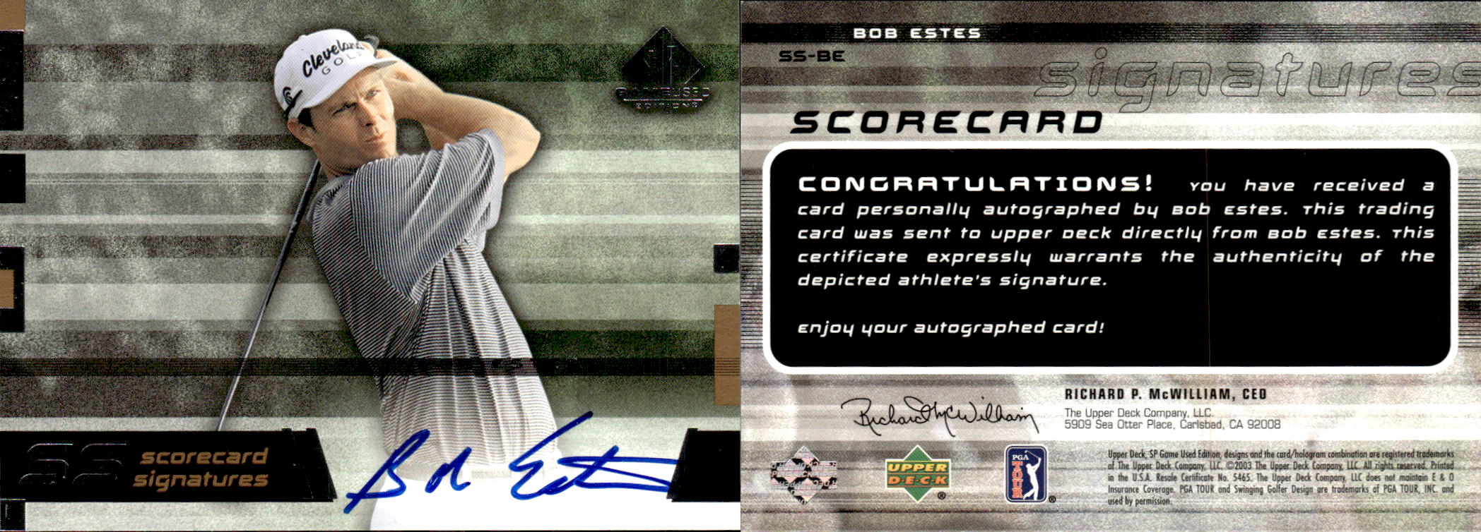 2003 SP Game Used Scorecard Signatures #BE Bob Estes
