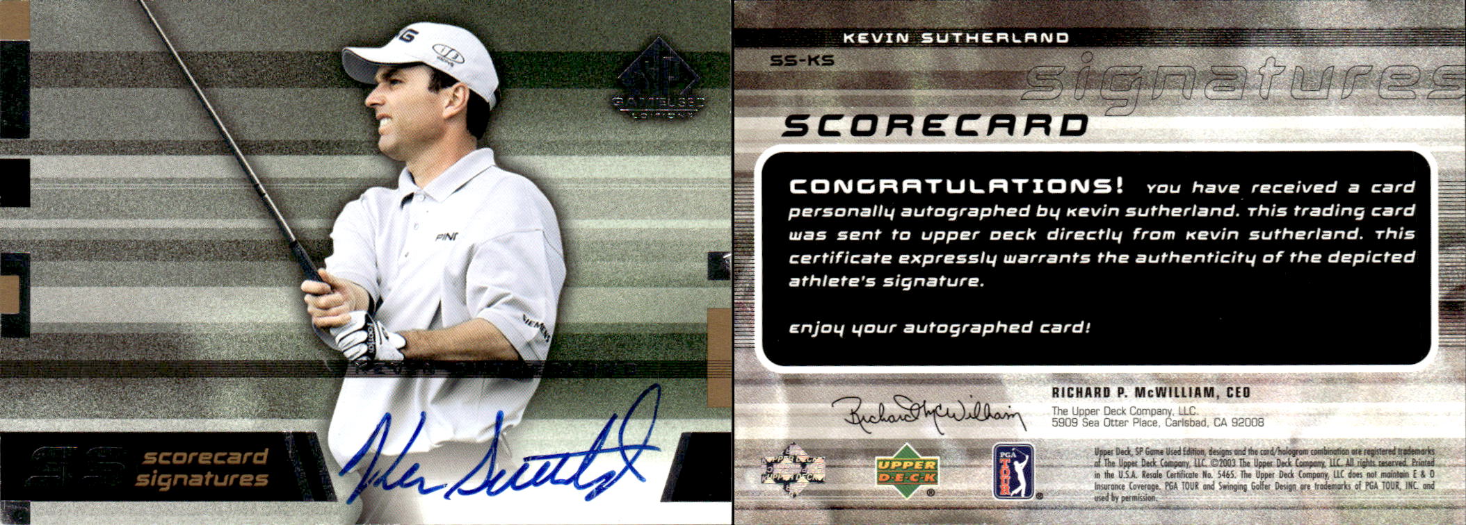 2003 SP Game Used Scorecard Signatures #KS Kevin Sutherland