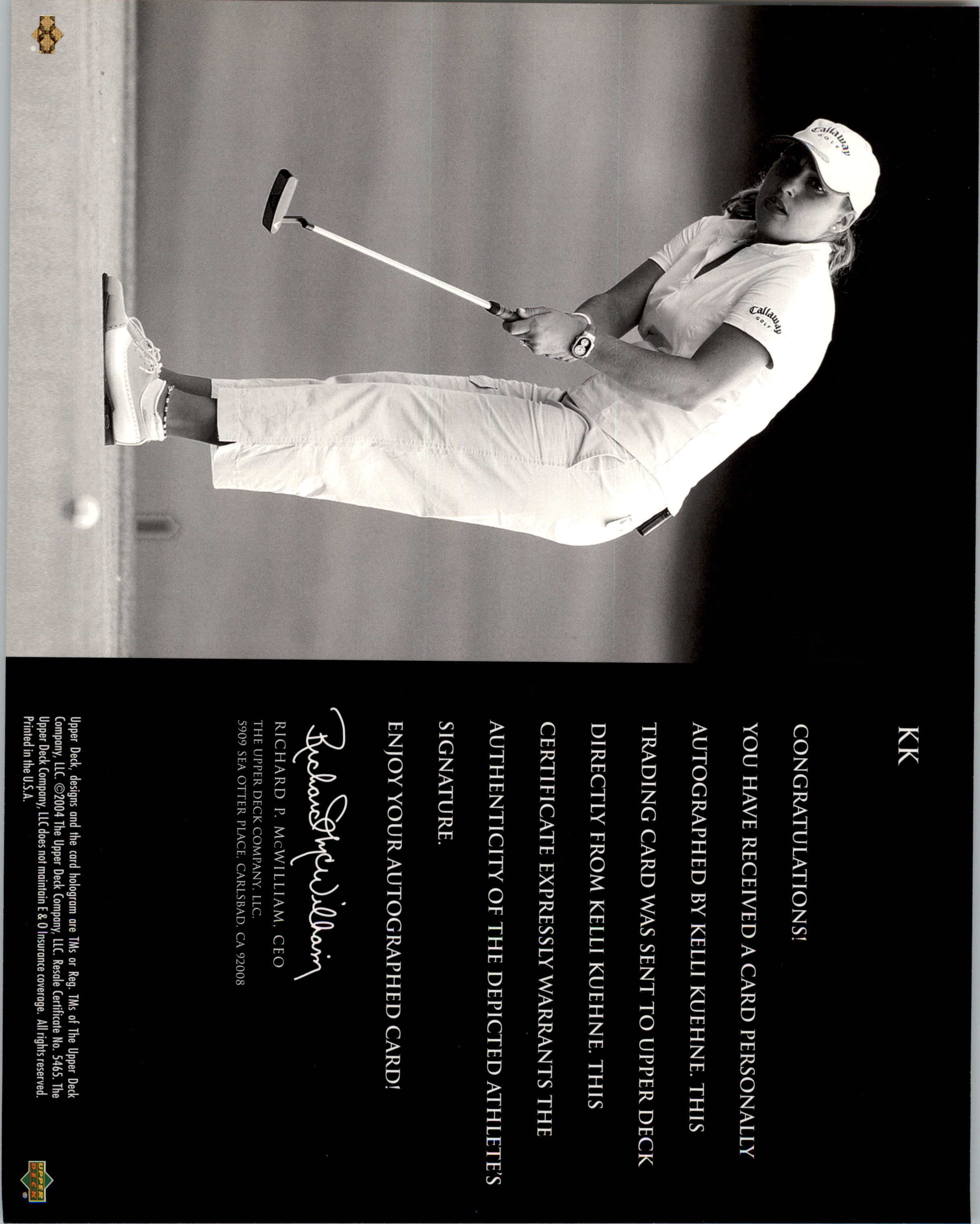 2004 SP Signature Shots 8 x 10 #KK Kelli Kuehne back image