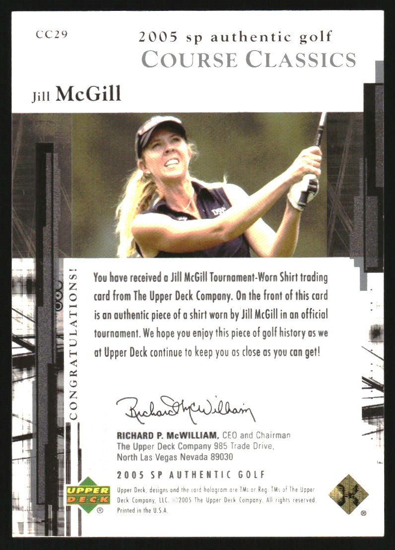 2005 SP Authentic Course Classic #CC29 Jill McGill back image