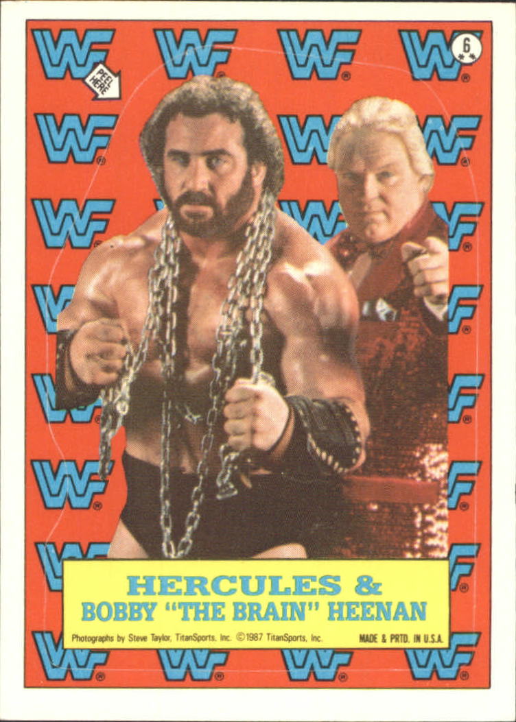 1987 Topps WWF Stickers #6 Hercules & Bobby 