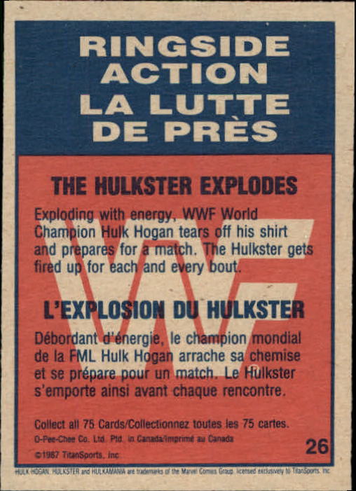 1987 O-Pee-Chee WWF #26 The Hulkster Explodes RA back image