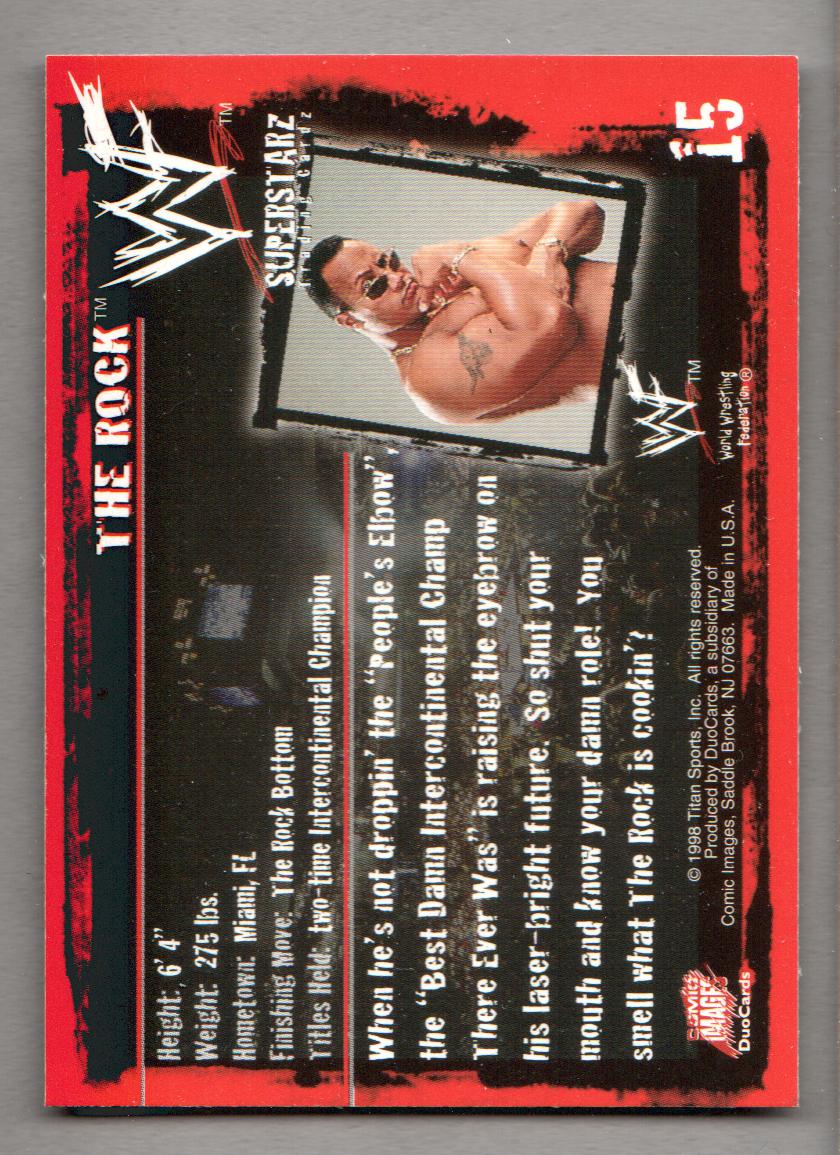 1998 DuoCards WWF #15 The Rock RC back image
