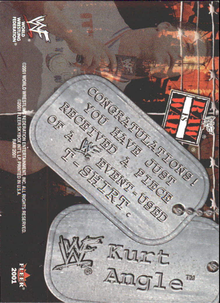 2001 Fleer WWF Raw Is War Booty #NNO Kurt Angle/T-Shirt back image