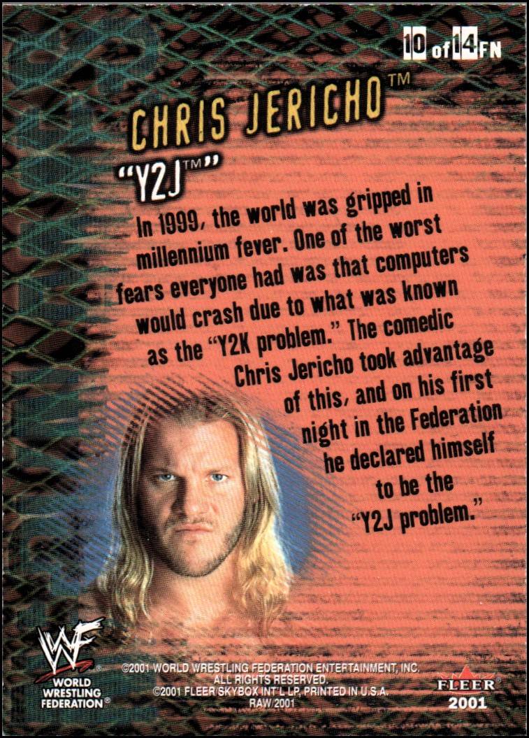2001 Fleer WWF Raw Is War Famous Nicknames #FN10 Chris Jericho/Y2J back image