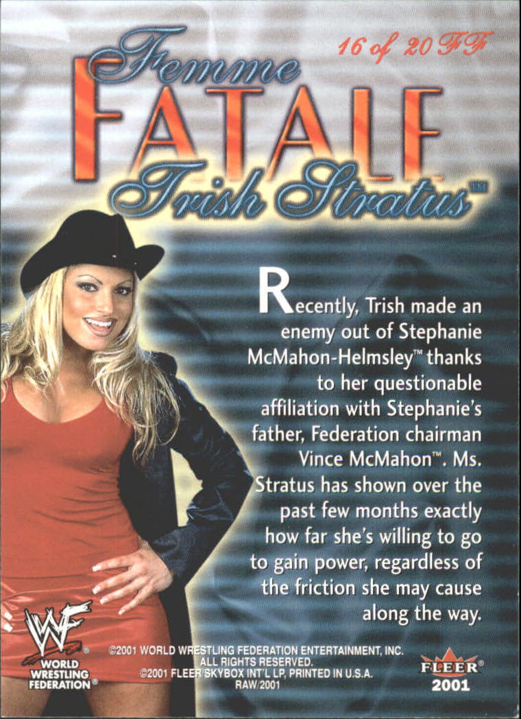 2001 Fleer WWF Raw Is War Femme Fatale #FF16 Trish Stratus back image