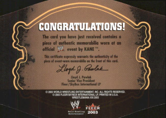 2003 Fleer WWE WrestleMania XIX Title Shots #NNO Brock Lesnar back image