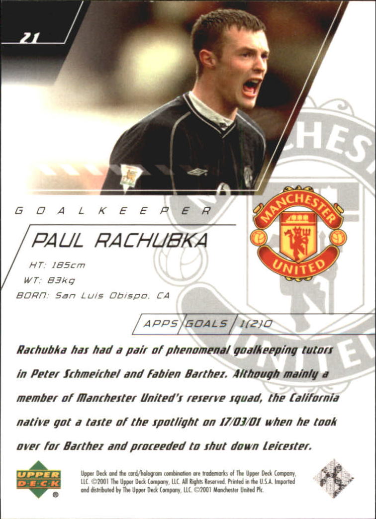 2001 Upper Deck Manchester United #21 Paul Rachubka back image