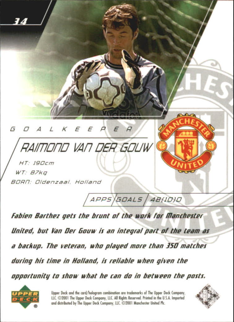 2001 Upper Deck Manchester United #34 Raimond Van Der Gouw back image