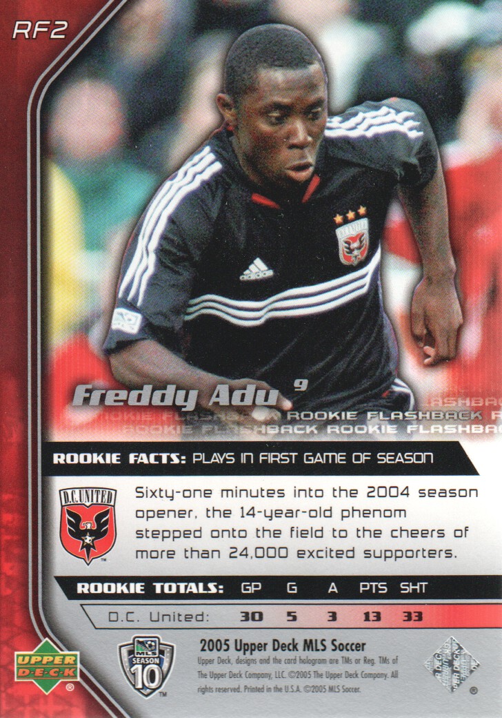 2005 Upper Deck MLS Rookie Flashbacks #RF2 Freddy Adu back image