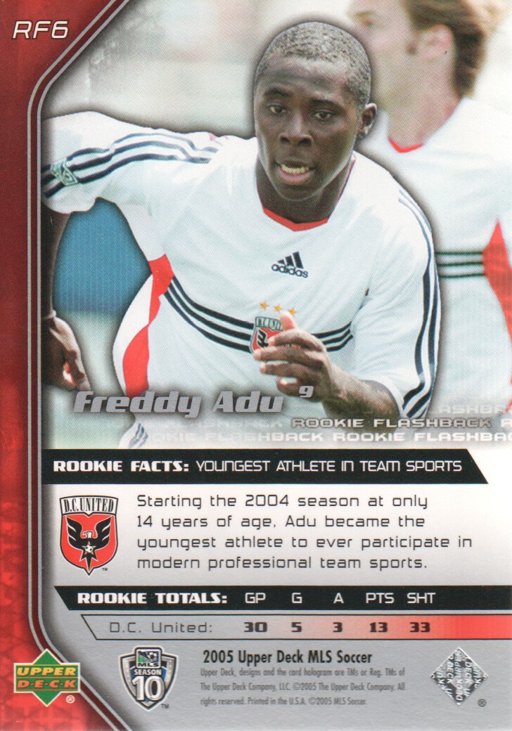 2005 Upper Deck MLS Rookie Flashbacks #RF6 Freddy Adu back image