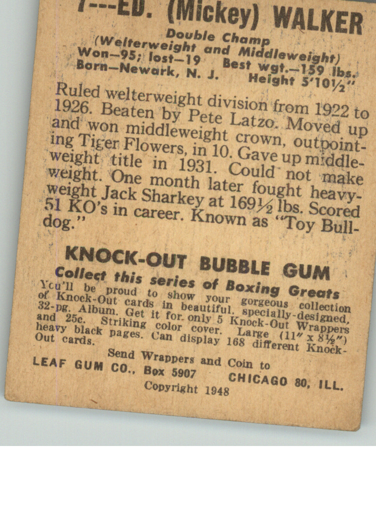 1948 Leaf #7 Mickey Walker back image