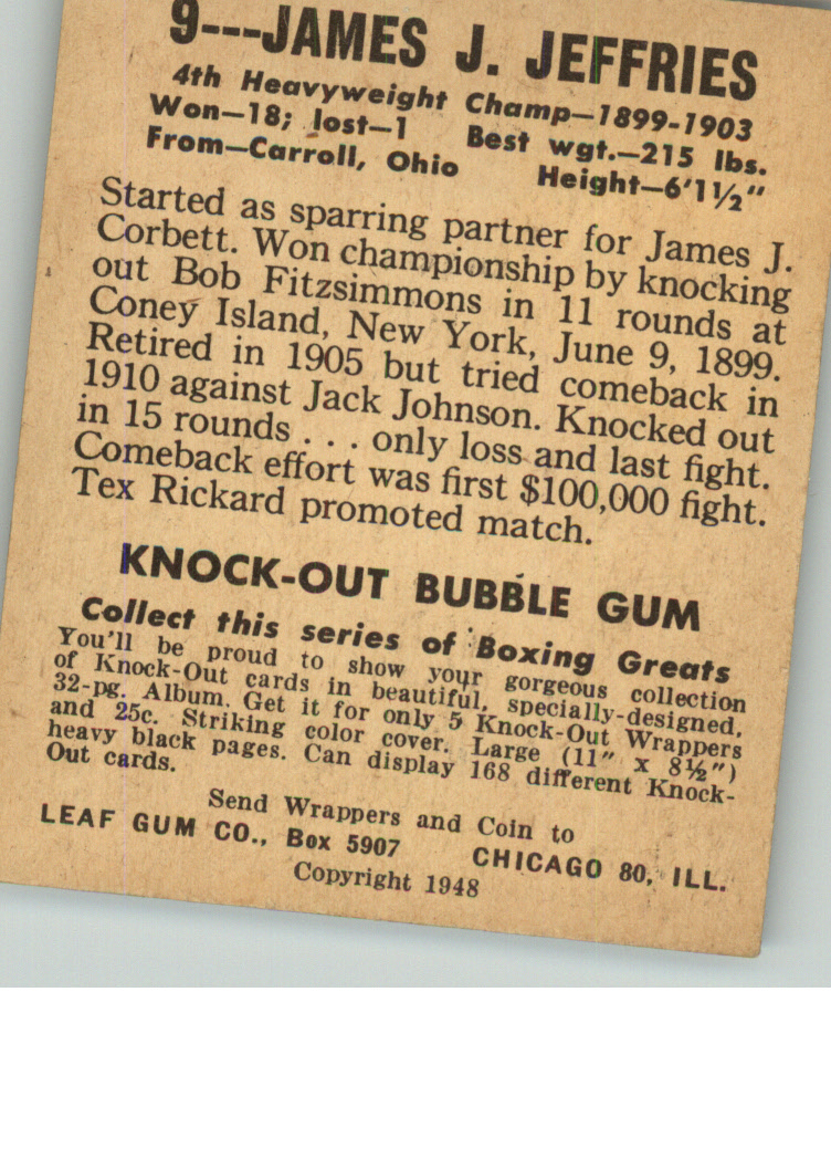 1948 Leaf #9 Jim Jeffries back image