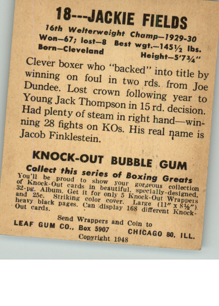 1948 Leaf #18 Jackie Fields back image