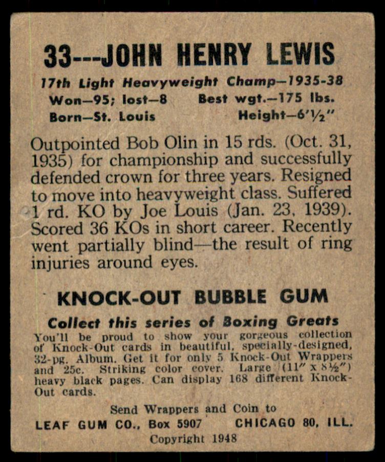 1948 Leaf #33 John Henry Lewis back image