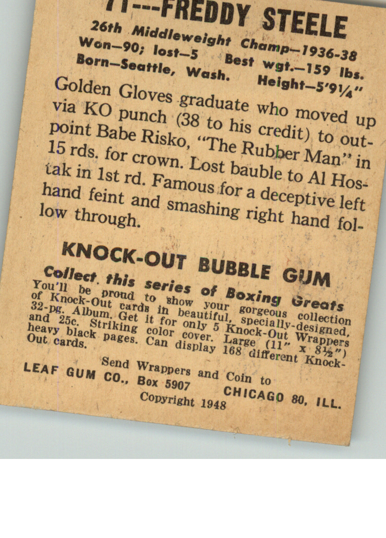 1948 Leaf #71 Freddy Steele back image