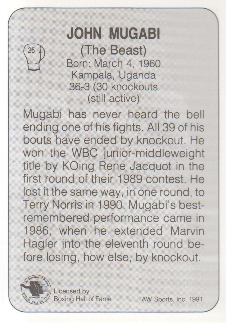 1991 All World #25 John Mugabi back image