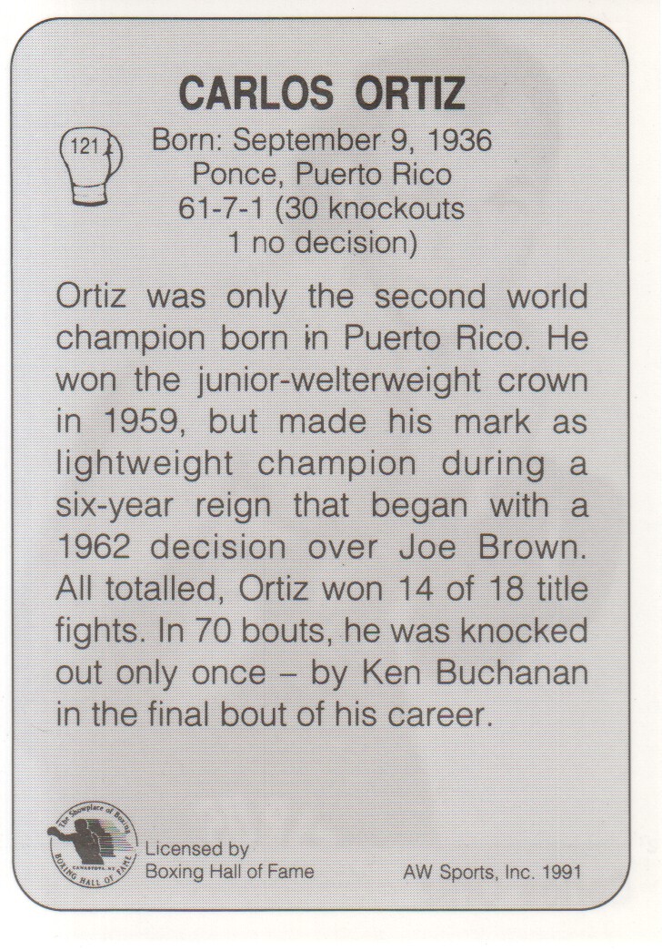 1991 All World #121 Carlos Ortiz back image