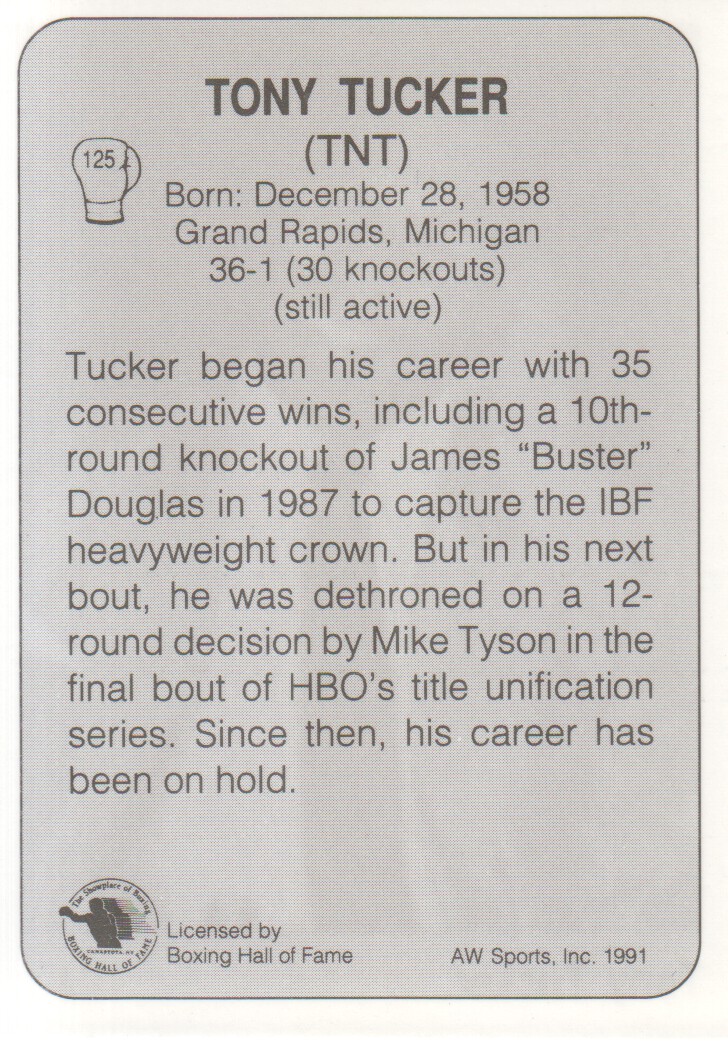 1991 All World #125 Tony Tucker back image