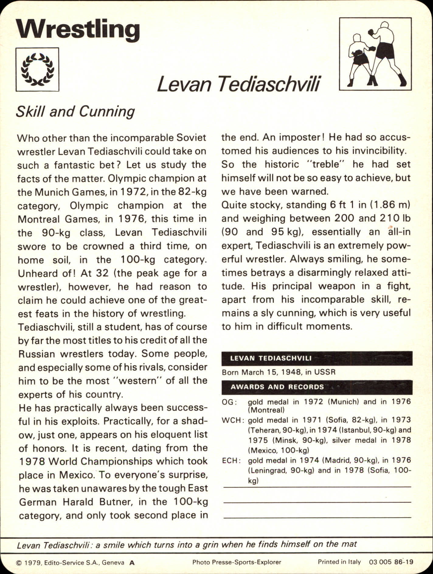 1977-79 Sportscaster Series 86 #8619 Levan Tediaschvili back image