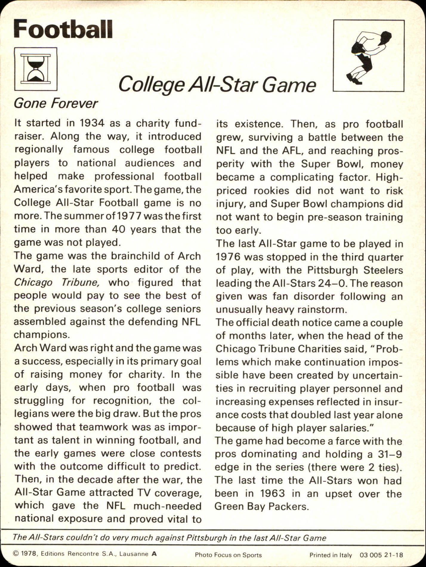 1977-79 Sportscaster Series 21 #2118 College AS Game back image