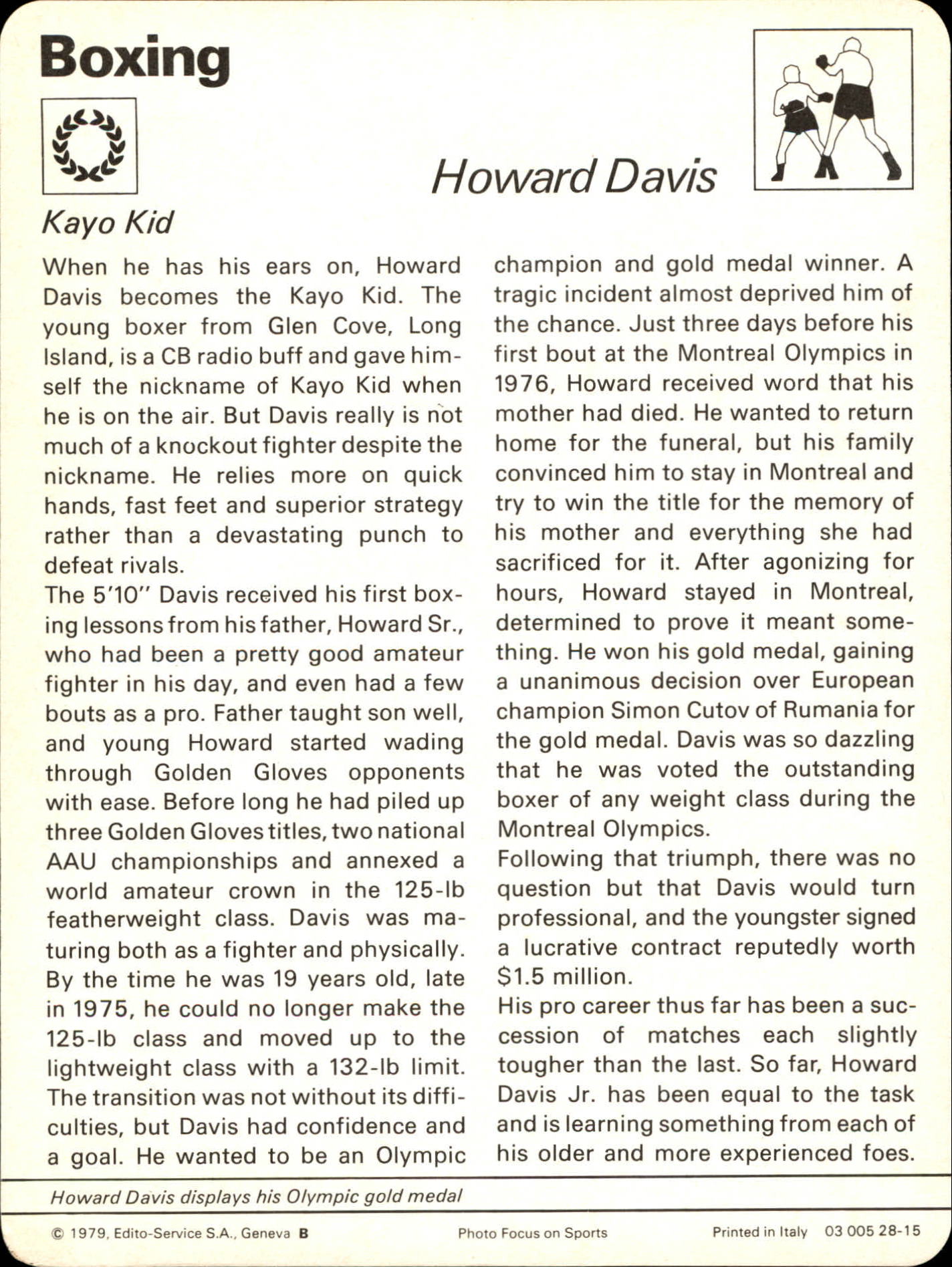 1977-79 Sportscaster Series 28 #2815 Howard Davis back image