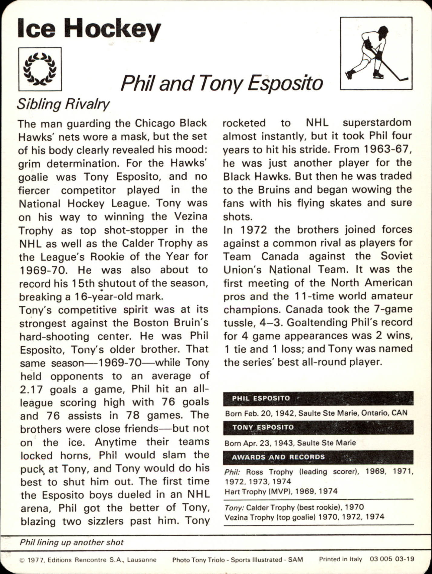 1977-79 Sportscaster Series 3 #319 Phil and Tony back image