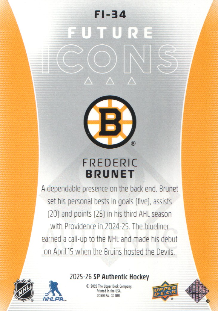 2025-26 SP Authentic Future Icon #FI34 Frederic Brunet back image