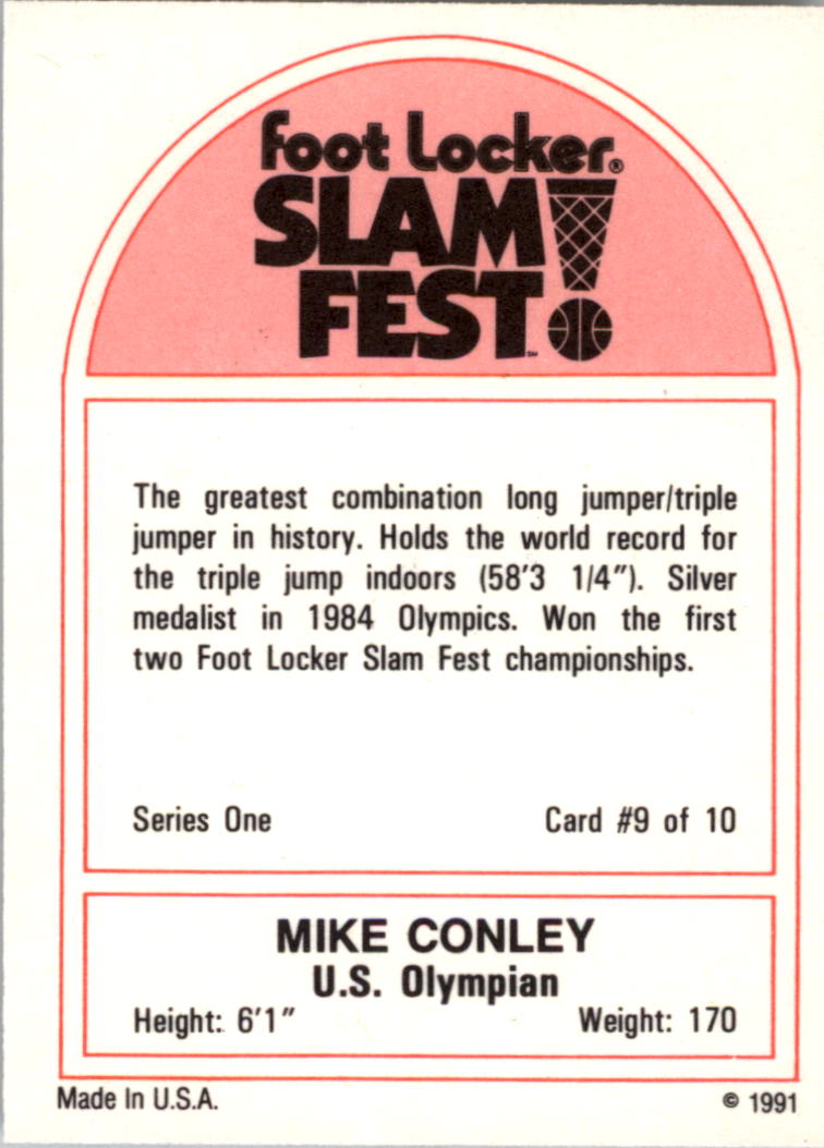 1991 Foot Locker Slam Fest #1-9 Mike Conley/Track and Field back image